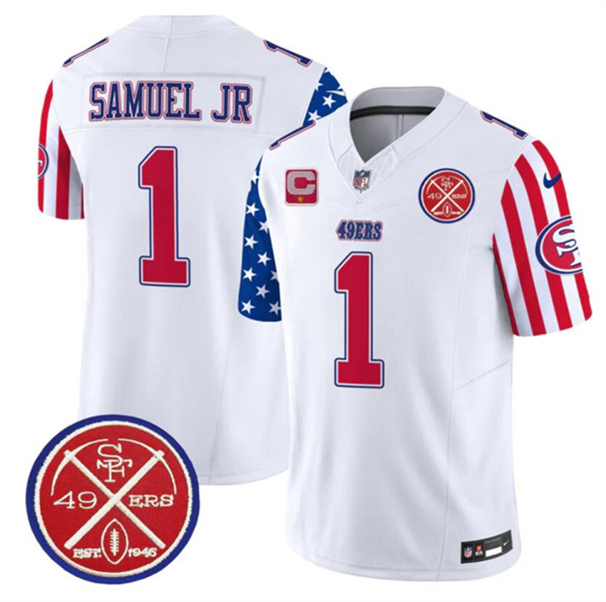 Men's White San Francisco 49ers #1 Deebo Samuel 2024 F.U.S.E. American Vapor Limited Stitched Football Jersey